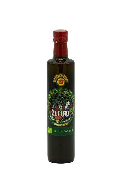 Flasche g.U. und sizilianisches natives Bio-Olivenöl extra